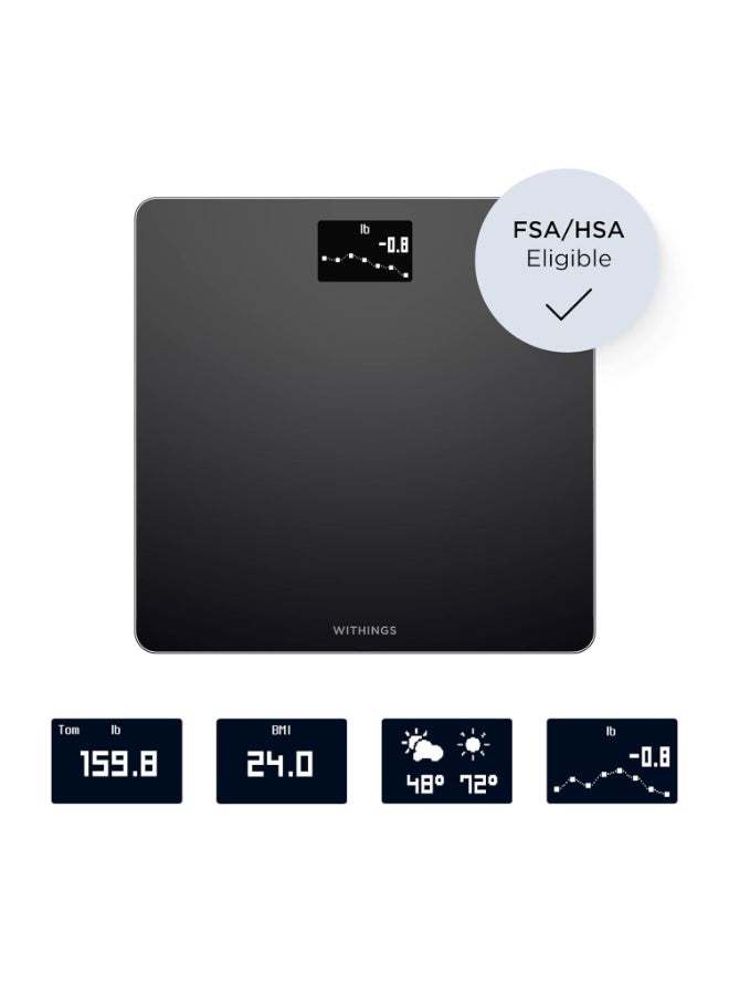 ويذينجز ميزان ذكي رقمي يعمل بتقنية الواي فاي - مع مزامنة تلقائية لتطبيق الهاتف الذكي، ومؤشر كتلة الجسم | سهل الاستخدام لعدة مستخدمين | مزود بميزة تتبع الحمل ووضع الطفل - WBS06 - أسود - Image 2